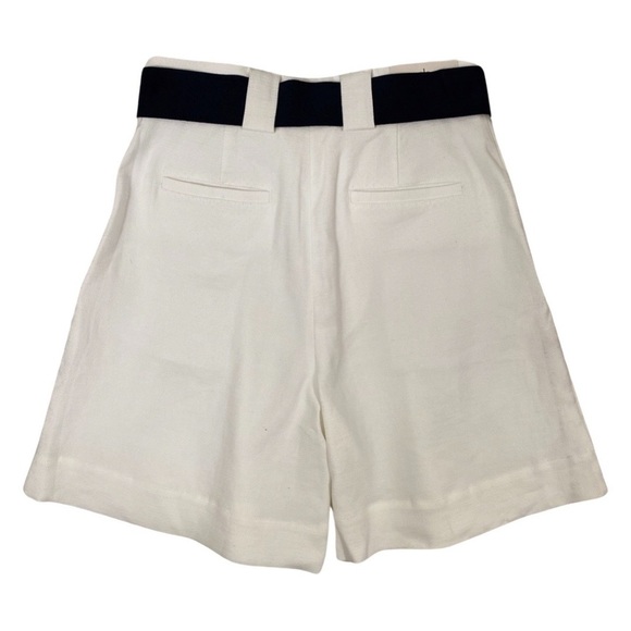 Eleventy High Waist White Pleated flax Linen Blend Shorts Size 2 NWT - Picture 4 of 10